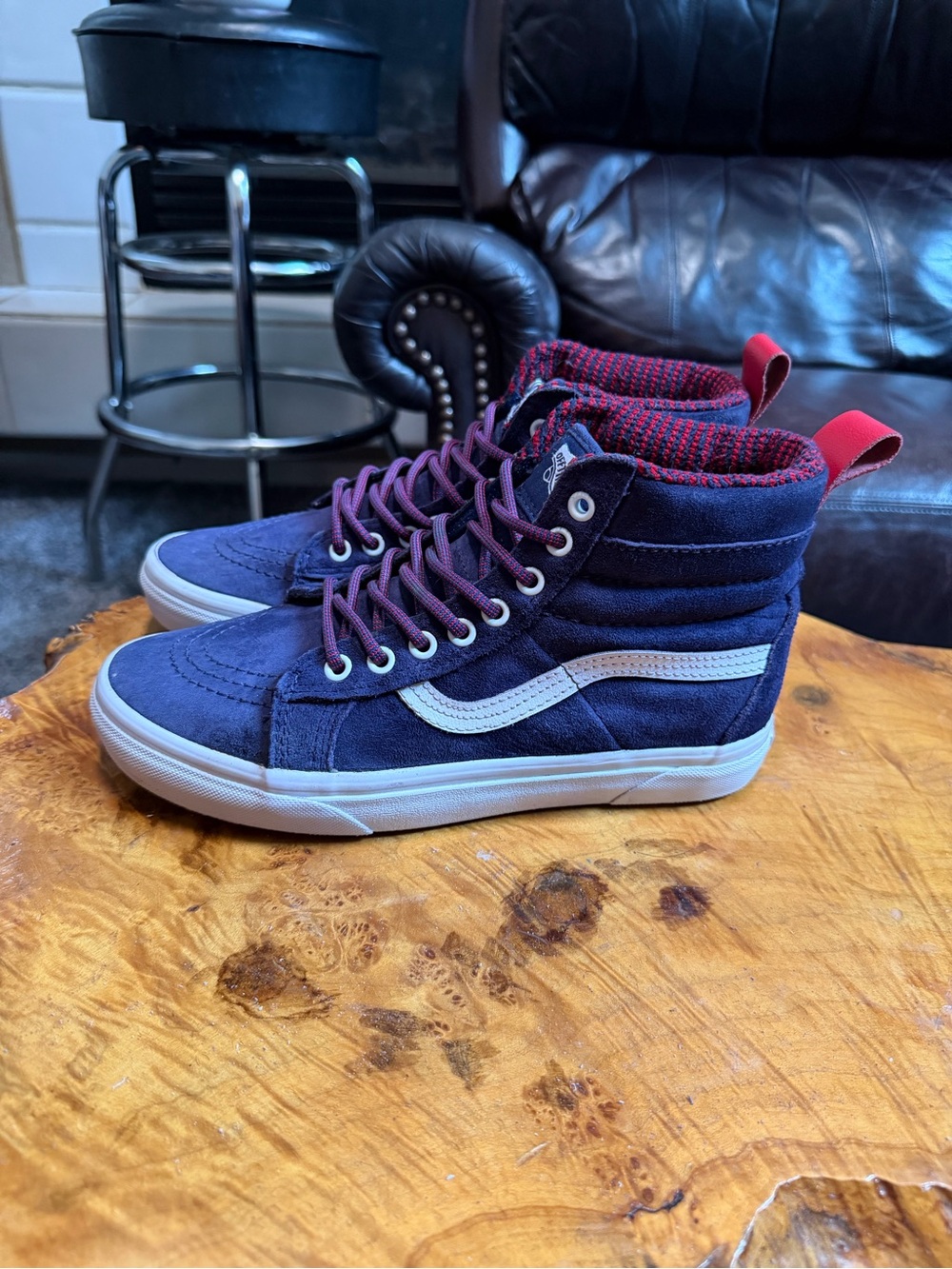 Vans Sk8-Hi MTE Suede Shoes Evening Blue True White Mens Size 7 /Womens Size 8.5